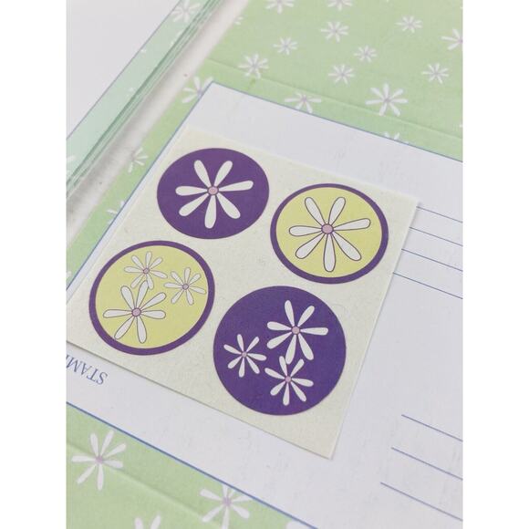 12 Vintage Fold a Note Folding Notecards Stationary Cards Green Purple Flowers - Picture 4 of 8